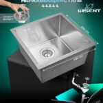 Кухонная мойка из нержавеющей стали WS34444 WISENT (44х44 см) Сатин с итальянским сифоном