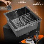 Кухонная мойка из нержавеющей стали WS34444 WISENT (44х44 см) Графит PVD с коландером и сифоном-ведерко