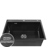 Кухонная мойка из нержавеющей стали WS36050BD WISENT (60х50 см) Нано-Графит PVD с сифоном-ведерко