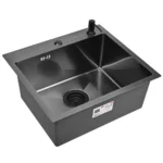 Кухонная мойка из нержавеющей стали WS35044B WISENT (50х44 см) Графит PVD с дозатором и итальянским сифоном