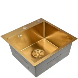 Кухонная мойка из нержавеющей стали WGS35050G WISENT (50х50 см) Золото PVD с сифоном-ведерко