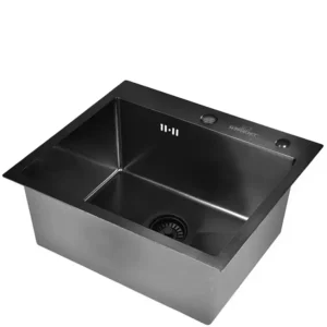 Кухонная мойка из нержавеющей стали WS35848B WISENT (58х48 см) Графит PVD с итальянским сифоном