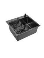 Кухонная мойка из нержавеющей стали WS35848B WISENT (58х48 см) Графит PVD с дозатором и итальянским сифоном