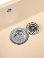 Мойка для кухни подстольного монтажа из искусственного камня WISENT MWC370-30 Крем (БЕЛАРУСЬ) 415*450*220 с сифоном
