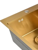 Кухонная мойка из нержавеющей стали WGS35050G WISENT (50х50 см) Золото PVD с сифоном-ведерко
